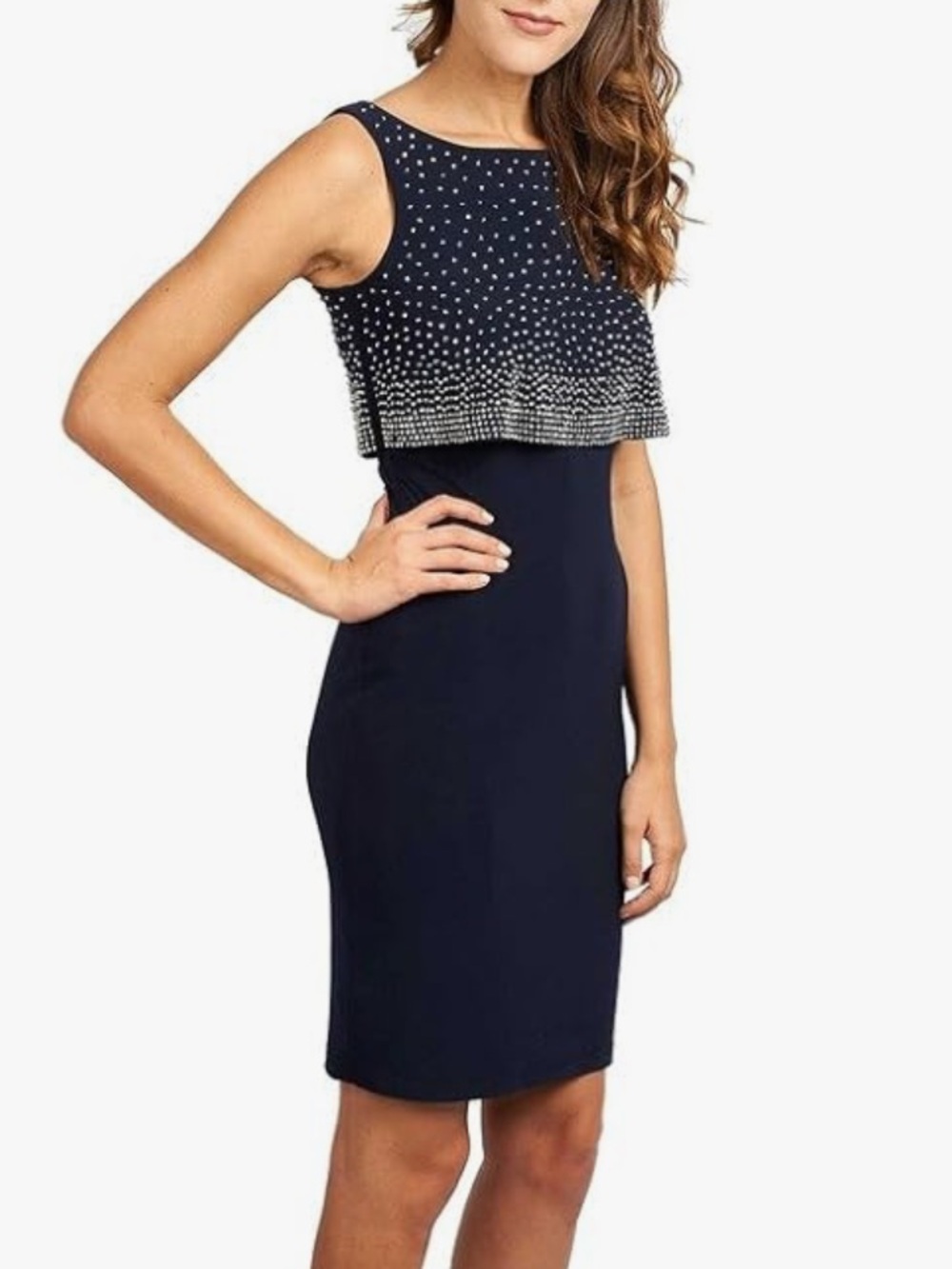 JOSEPH RIBKOFF two tier cocktail midi dress women’s size 8 NWT midnight blue